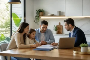 הידוק ביטוחים לפני שינוי פוליסה משפחה בוחנת מסמכי ביטוח עם יועץ לפני שינוי פוליסות