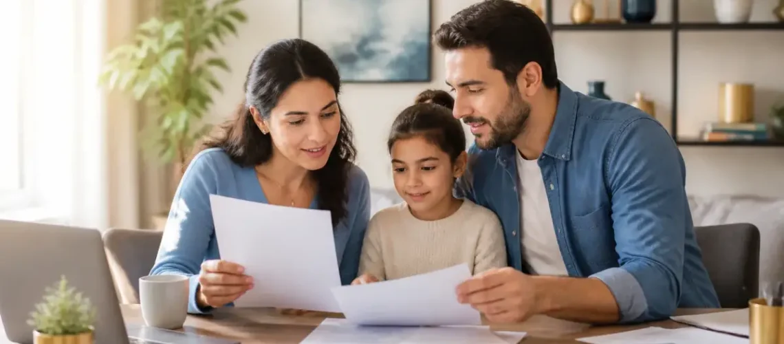 אדם מסדר מסמכים רפואיים וקבלות לפני הגשת תביעה לביטוח בריאות