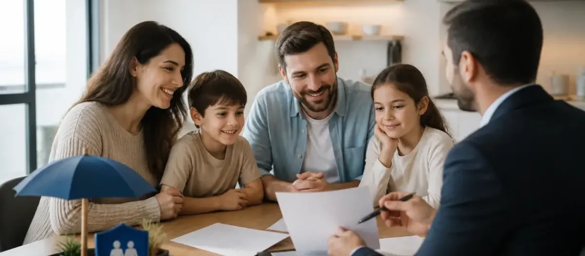 משפחה ישראלית בוחנת ביטוח חיים ריסק והגנה כלכלית בבית